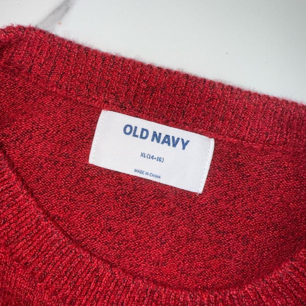 Old Navy Red Fair Isle Holiday Sweater Youth XL 14–16 Winter Knit Christmas - Picture 3 of 4